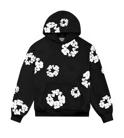 Denim Tears Cotton Wreath Hoodie Black/White STEAL DEAL