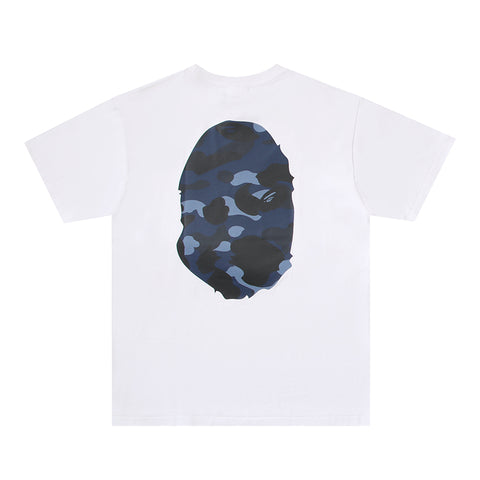 Bape White/Navy Ape T-shirt Double Sided