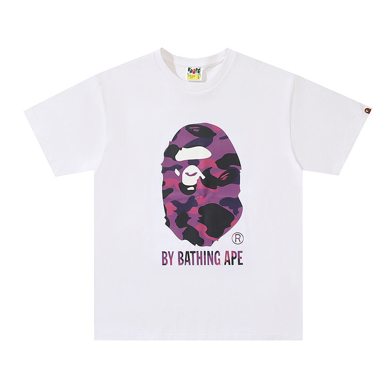 Bape White/Purple Ape Head Tee