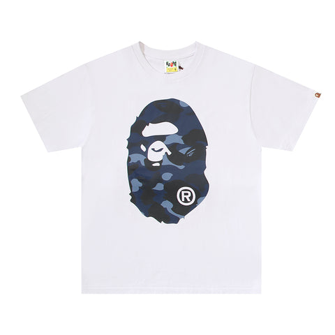 Bape White/Navy Ape T-shirt Double Sided
