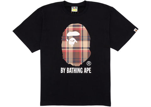 Bape Check Pattern White Accent Black Tee