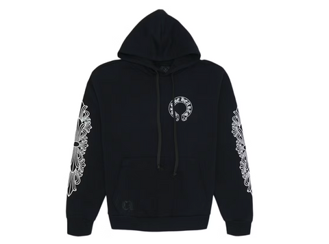 Chrome Hearts Horse Shoe Floral Hoodie Black