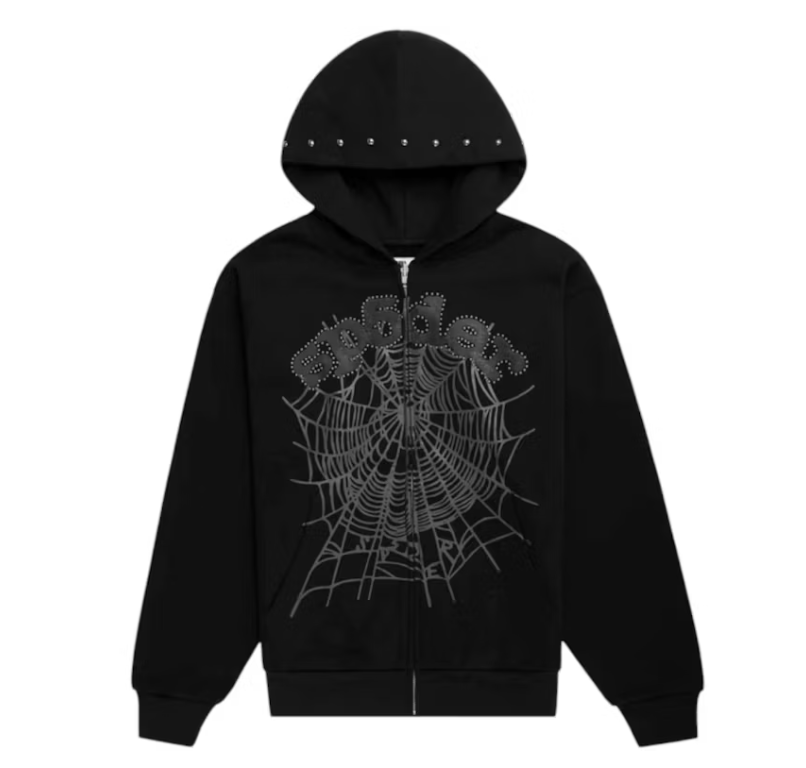 Sp5der OG Web Studded Zip Hoodie