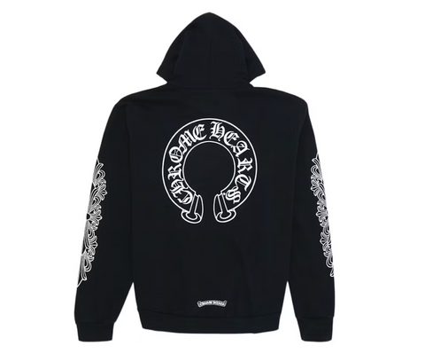 Chrome Hearts Horse Shoe Floral Hoodie Black