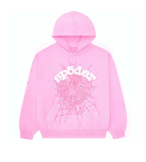 Sp5der Pink Web Hoodie
