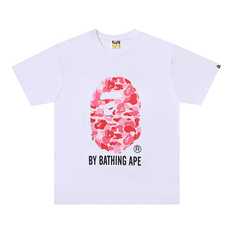 Bape White/Pink Ape Head Tee
