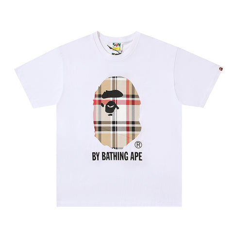 Bape White Burberry Tee