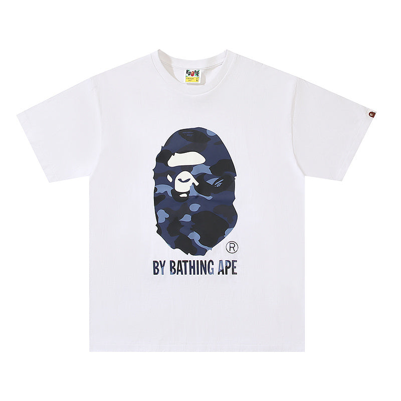 Bape White/Navy Ape Head Tee