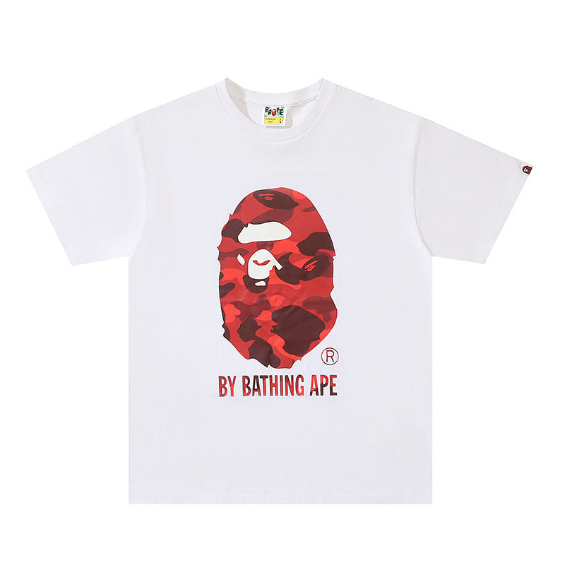 Bape White/Red Single Side Ape Head Tee