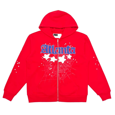 Sp5der Red Atlanta Zip Up Hoodie