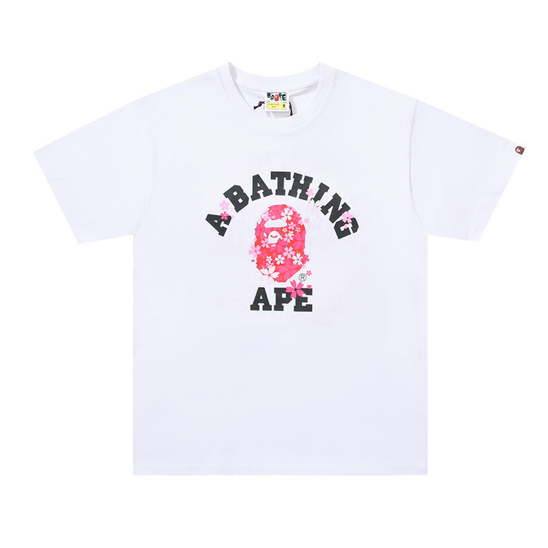 Bape White/Pink Flower College Tee